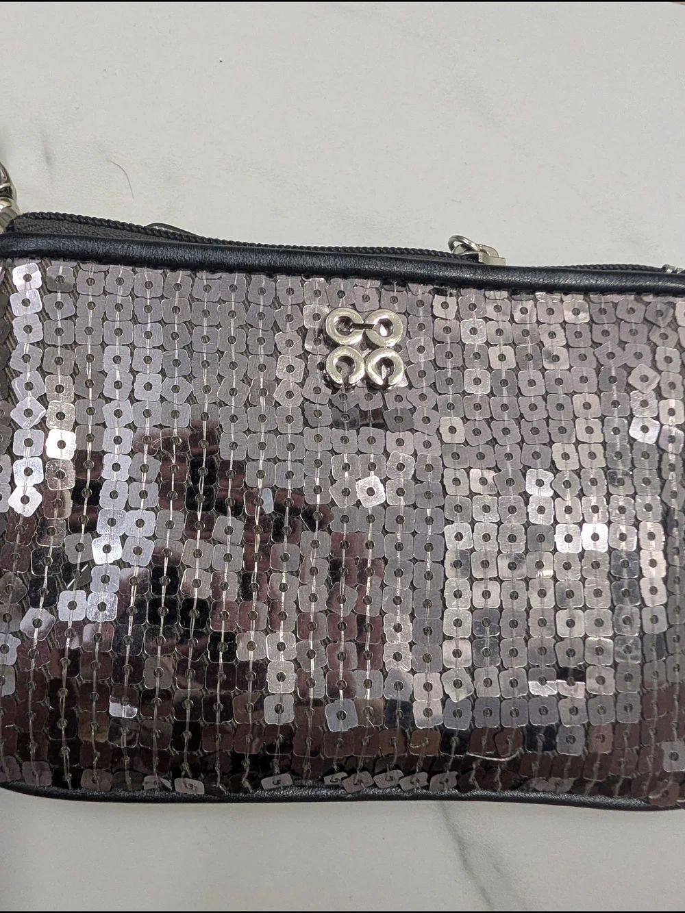 Coach Sequin Wristlet Pouch in Gunmetal Black